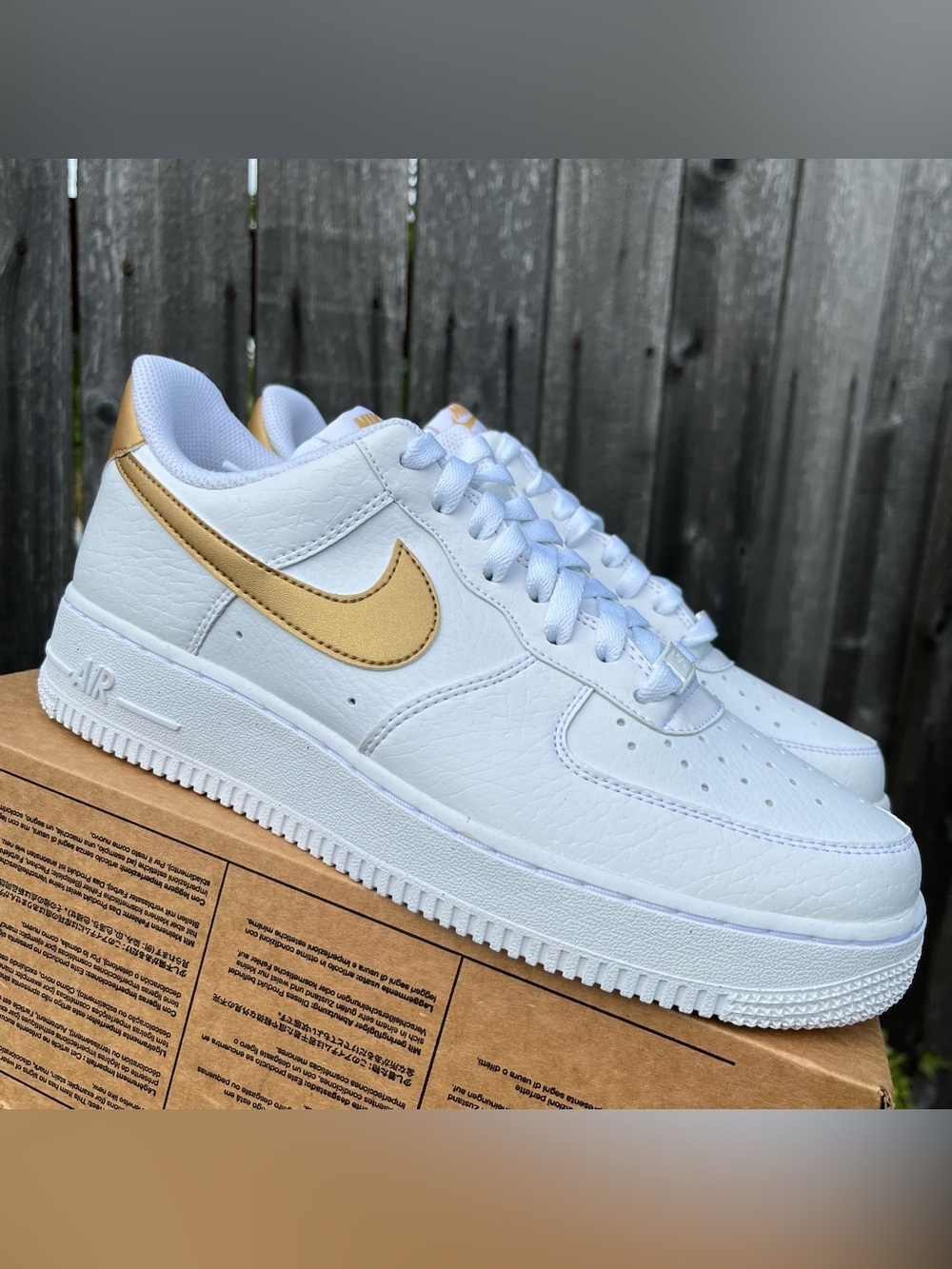 Women Nike Air Force 1 gold white size 9